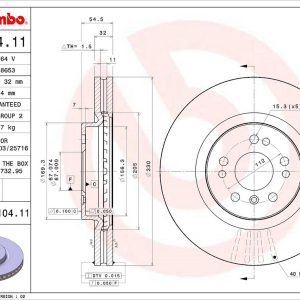 Brembo Brake Rotor, Vented, One Piece Design, Wheel Bolt Pattern 5 X 112 Millimeter – 09R10411C02
