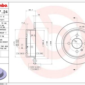 Brembo Brake Rotor, Solid, One Piece Design, Wheel Bolt Pattern 4 X 100 Millimeter – 08394724C02