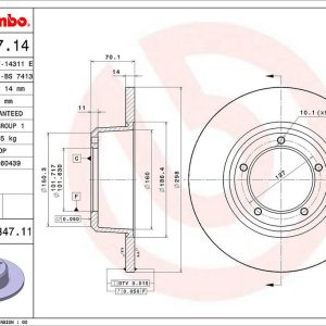 Brembo Brake Rotor, Solid, One Piece Design, Wheel Bolt Pattern 5 X 127 Millimeter – 08534711C02