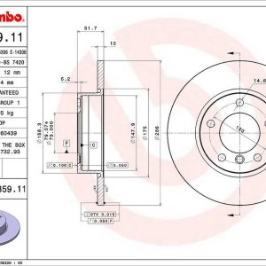 Brembo Brake Rotor, Solid, One Piece Design, Wheel Bolt Pattern 5 X 120 Millimeter – 08535911C02