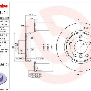 Brembo Brake Rotor, Solid, One Piece Design, Wheel Bolt Pattern 5 X 120 Millimeter – 08536621C02