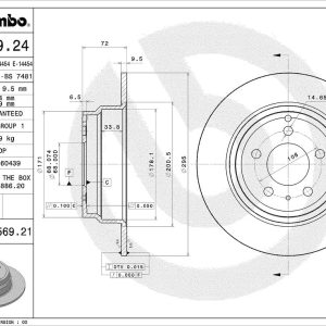 Brembo Brake Rotor, Solid, One Piece Design, Wheel Bolt Pattern 5 X 108 Millimeter – 08556921C02