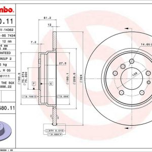 Brembo Brake Rotor, Solid, One Piece Design, Wheel Bolt Pattern 5 X 120 Millimeter – 08558011C02