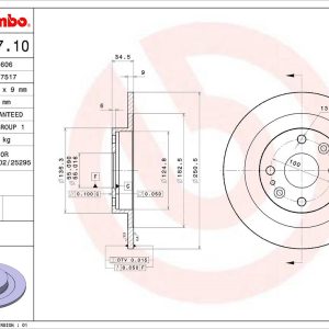 Brembo Brake Rotor, Solid, One Piece Design, Wheel Bolt Pattern 4 X 100 Millimeter – 08685710C02