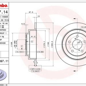 Brembo Brake Rotor, Solid, One Piece Design, Wheel Bolt Pattern 5 X 100 Millimeter – 08689711C02
