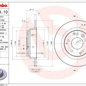 Brembo Brake Rotor, Solid, One Piece Design, Wheel Bolt Pattern 5 X 114.3 Millimeter – 08689810C02