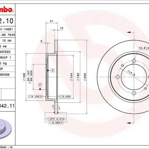 Brembo Brake Rotor, Solid, One Piece Design, Wheel Bolt Pattern 4 X 114.3 Millimeter – 08704211C02