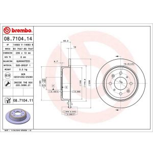 Brembo Brake Rotor, Solid, One Piece Design, Wheel Bolt Pattern 4 X 100 Millimeter – 08710411C02