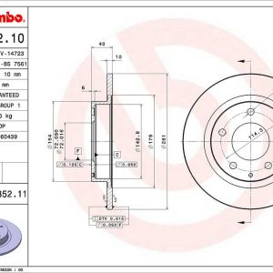 Brembo Brake Rotor, Solid, One Piece Design, Wheel Bolt Pattern 5 X 114.3 Millimeter – 08735211C02