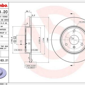 Brembo Brake Rotor, Solid, One Piece Design, Wheel Bolt Pattern 3 X 112 Millimeter – 08816321C02