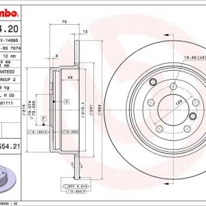 Brembo Brake Rotor, Solid, One Piece Design, Wheel Bolt Pattern 5 X 120 Millimeter – 08855421C02