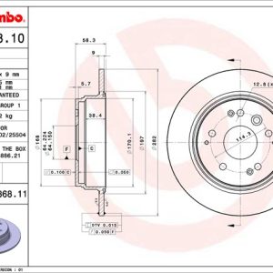 Brembo Brake Rotor, Solid, One Piece Design, Wheel Bolt Pattern 5 X 114.3 Millimeter – 08886811C02