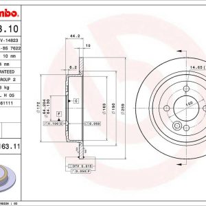 Brembo Brake Rotor, Solid, One Piece Design, Wheel Bolt Pattern 4 X 100 Millimeter – 08916311C02