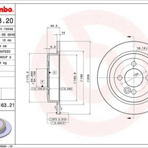 Brembo Brake Rotor, Solid, One Piece Design, Wheel Bolt Pattern 4 X 100 Millimeter – 08916321C02