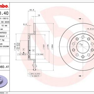 Brembo Brake Rotor, Solid, One Piece Design, Wheel Bolt Pattern 5 X 110 Millimeter – 08946041C02