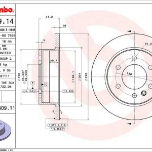 Brembo Brake Rotor, Solid, One Piece Design, Wheel Bolt Pattern 6 X 130 Millimeter – 08950911C02