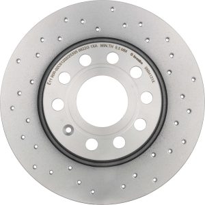 Brembo Brake Rotor, Xtra, Solid Cross Drilled, One Piece Design, Wheel Bolt Pattern 9 X 112 Millimeter – 08B4131XC02