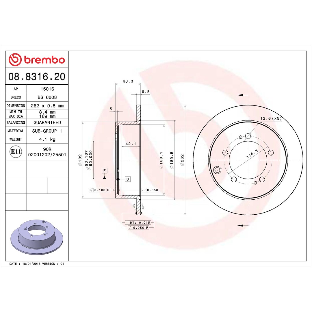 Brembo Brake Kit, Ceramic Brake Pads, 262 Millimeter Standard Solid High Carbon Cast Iron One Piece Rotor – KT00839