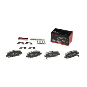 Brembo Brake Kit, Ceramic Brake Pads, 282 Millimeter UV Coated Solid Cast Iron One Piece Rotor, With Rotors/ Pads/ Shims/ Mounting Hardware – KT00A42