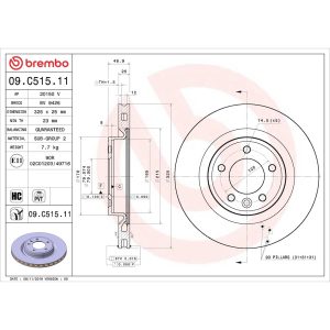Brembo Brake Kit, Ceramic Brake Pads, 325 Millimeter Vented High Carbon Cast Iron One Piece Rotor – KT00A45