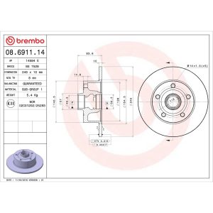 Brembo Brake Kit, Low-Metallic Brake Pads, 245 Millimeter Standard Solid High Carbon Cast Iron One Piece Rotor – KT04208
