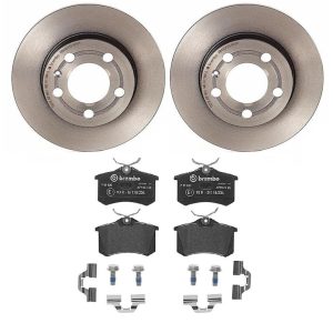 Brembo Brake Kit, Low-Metallic Brake Pads, 239 Millimeter UV Coated Solid High Carbon Cast Iron One Piece Rotor – KT04221