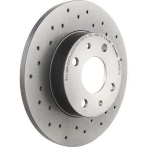 Brembo Brake Kit, Ceramic Brake Pads, 240 Millimeter Xtra Solid Cross Drilled High Carbon Cast Iron One Piece Rotor – KTX0087