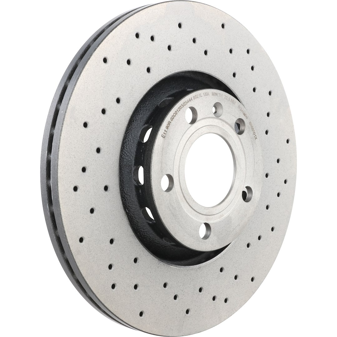 Brembo Brake Kit, Ceramic Brake Pads, 312 Millimeter Xtra Vented High Carbon Cast Iron Cross Drilled Rotor – KTX0093