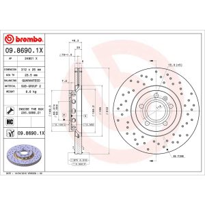 Brembo Brake Kit, Ceramic Brake Pads, 312 Millimeter Xtra Vented High Carbon Cast Iron Cross Drilled Rotor – KTX0093