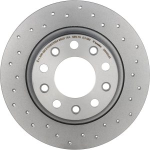 Brembo Brake Kit, Ceramic Brake Pads, 264 Millimeter Xtra Solid High Carbon Cast Iron Cross Drilled Rotor – KTX0141