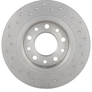 Brembo Brake Kit, Ceramic Brake Pads, 264 Millimeter Xtra Solid High Carbon Cast Iron Cross Drilled Rotor – KTX0141