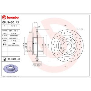 Brembo Brake Kit, Ceramic Brake Pads, 264 Millimeter Xtra Solid High Carbon Cast Iron Cross Drilled Rotor – KTX0141