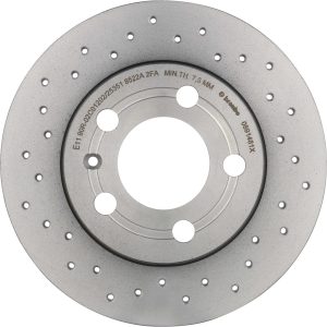 Brembo Brake Kit, Low-Metallic Brake Pads, 239 Millimeter Xtra Solid Drilled High Carbon Cast Iron Rotor – KTX4056