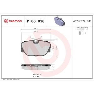 Brembo Brake Pad, Fmsi Number D493-7373, Low-Metallic, Set of 4, With Hardware – P06010