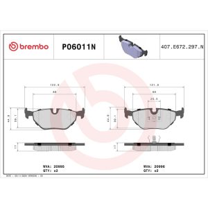 Brembo Brake Pad, Nao, Fmsi Number D279-7182, Ceramic, Set of 4 – P06011N