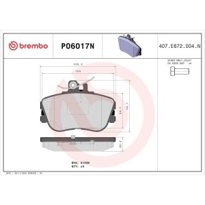 Brembo Brake Pad, Nao, Fmsi Number D645-7523, Ceramic, Set of 4, With Hardware – P06017N