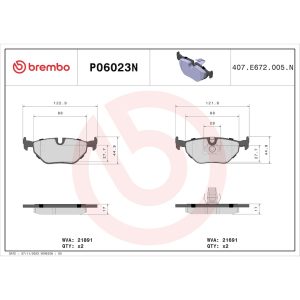 Brembo Brake Pad, Nao, Fmsi Number D692-7286, Ceramic, Set of 4 – P06023N