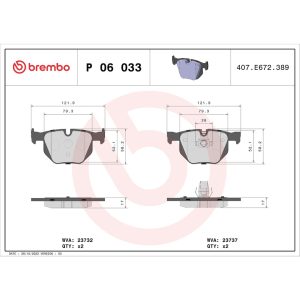 Brembo Brake Pad, Fmsi Number D1042-7427, Low-Metallic, Set of 4 – P06033