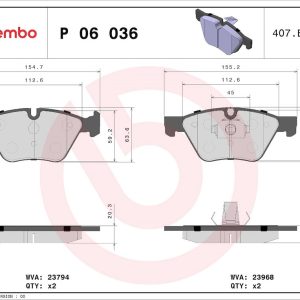 Brembo Brake Pad, Fmsi Number D1061-7967, Low-Metallic, Set of 4 – P06036