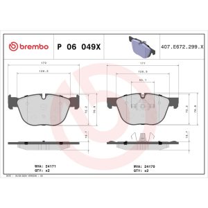 Brembo Brake Pad, Xtra Line, Fmsi Number D1294-8411, Low-Metallic, Set of 4 – P06049X
