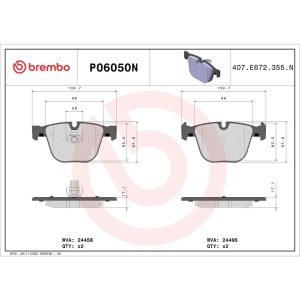 Brembo Brake Pad, Nao, Fmsi Number D919-7820, Ceramic, Set of 4 – P06050N