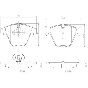 Brembo Brake Pad, Nao, Fmsi Number D1260-7799, Ceramic, Set of 4 – P06055N