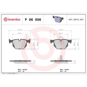 Brembo Brake Pad, Fmsi Number D1042-7427, Low-Metallic, Set of 4 – P06056