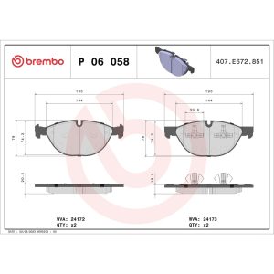 Brembo Brake Pad, Fmsi Number D1381-8490, Low-Metallic, Set of 4 – P06058