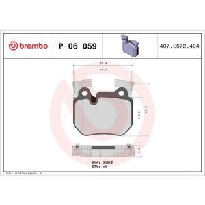 Brembo Brake Pad, Fmsi Number D1372-8484, Low-Metallic, Set of 4 – P06059