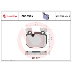 Brembo Brake Pad, Nao, Fmsi Number D1372-8484, Ceramic, Set of 4 – P06059N