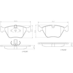 Brembo Brake Pad, Nao, Fmsi Number D947-7592, Ceramic, Set of 4 – P06065N