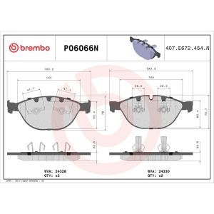 Brembo Brake Pad, Nao, Fmsi Number D1151-8551, Ceramic, Set of 4 – P06066N