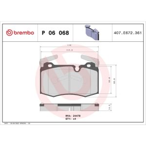 Brembo Brake Pad, Fmsi Number D1403-8511, Low-Metallic, Set of 4 – P06068