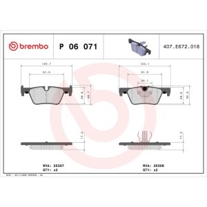 Brembo Brake Pad, Fmsi Number D1613-8826, Low-Metallic, Set of 4 – P06071